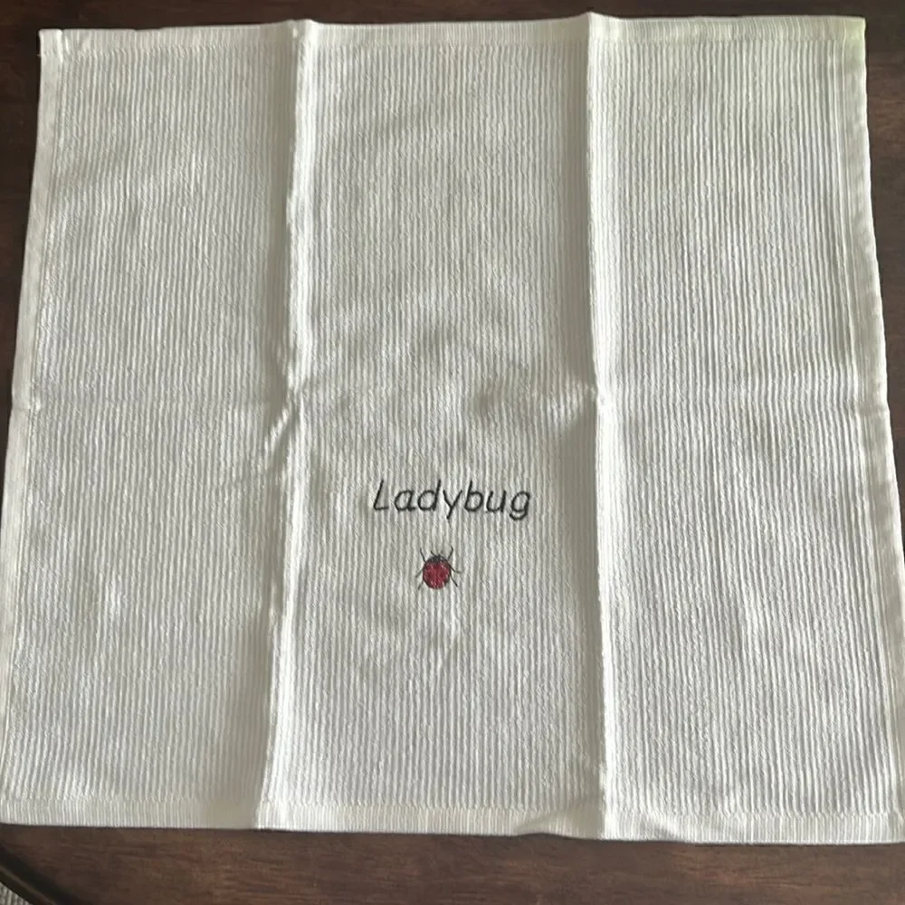 White Cotton Ladybug Kitchen Bar-Mop 18” by 16”